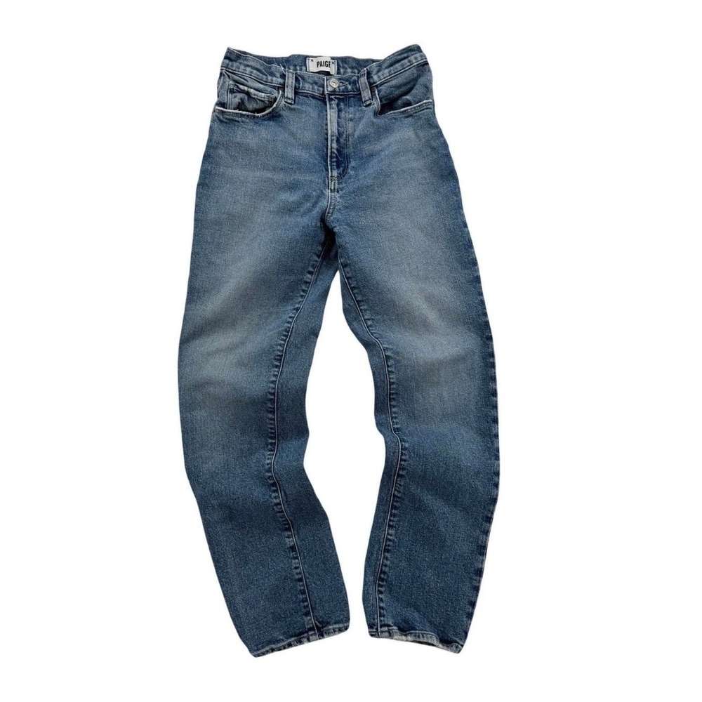 Paige Sawyer Jeans Womens 27 Blue Excellent High Rise Slim Straight Raw Hem